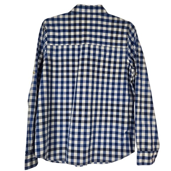 Patagonia Women Organic Cotton Shirt M Blue Black White Check Excellent Cond. - Picture 5 of 6